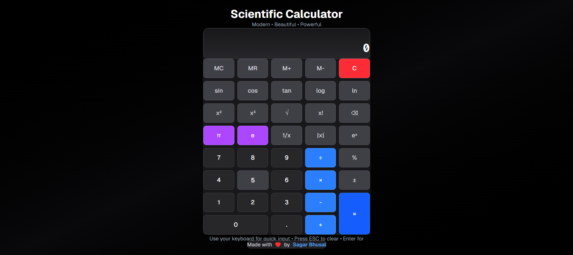 Calculator preview